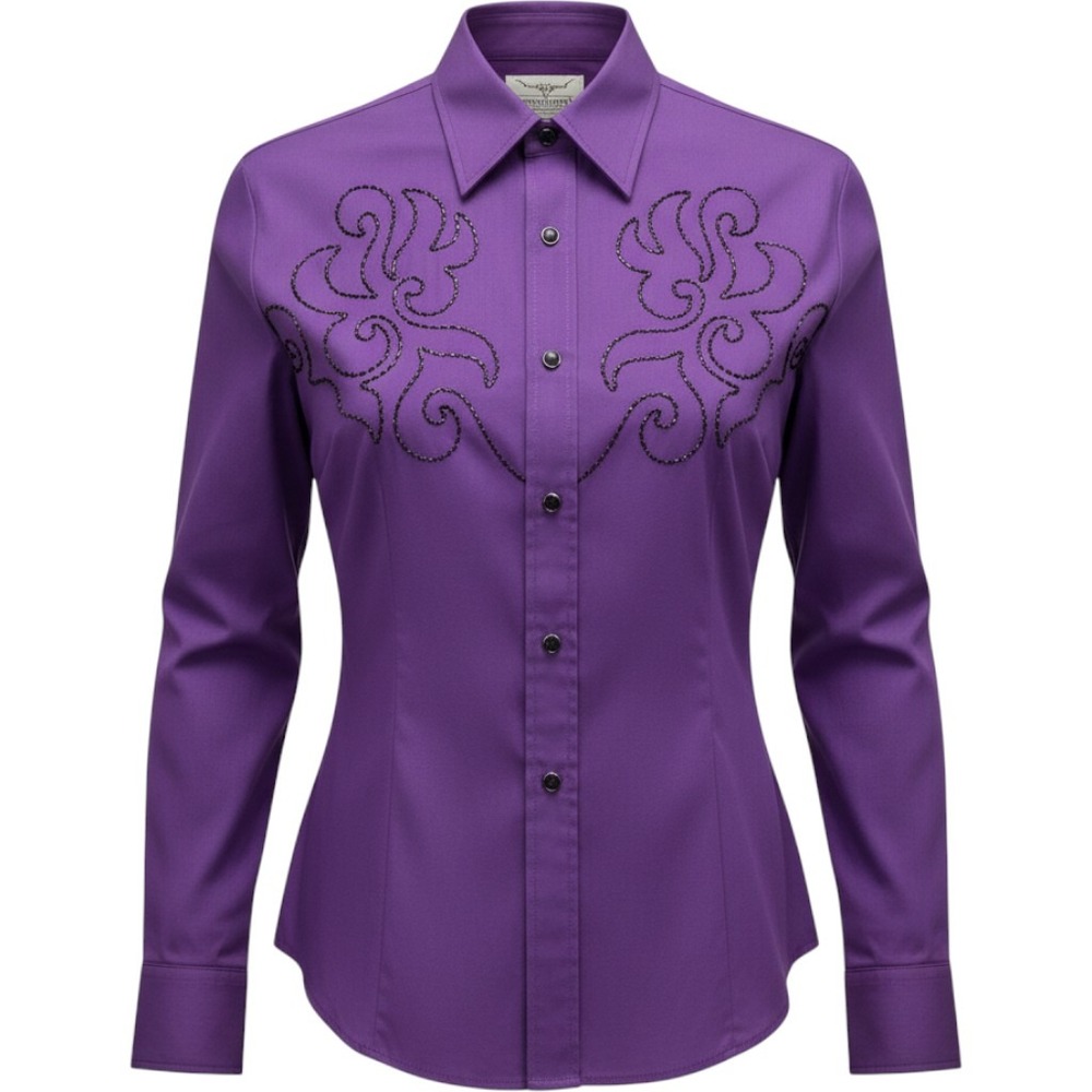 Vintage Longhorn Hiver Western Embroidered Long Sleeve Shirt Women's M